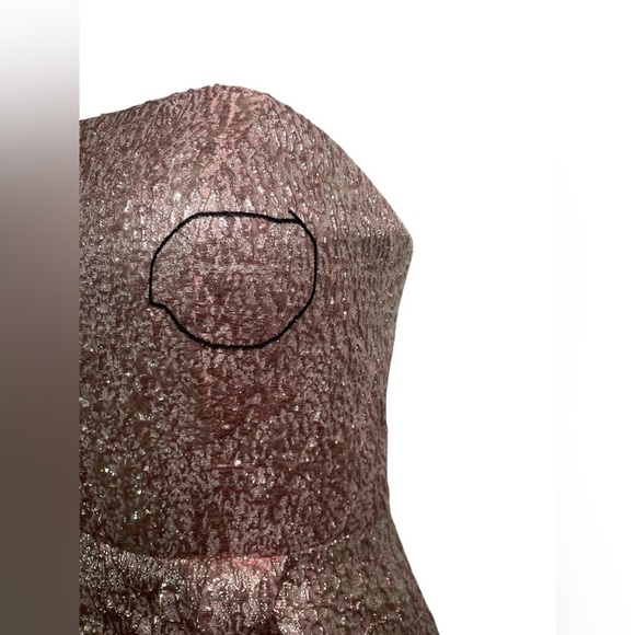 Mac Duggal Strapless Pink Gold Brocade Gown with Front Slit | Size 2 | Rare - Picture 8 of 9